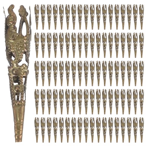 ifundom 100 Stück Langer Trompetenblumenhalter 5-Blättrige Eisenperlenkegel Filigrane Perlenkappen Diy-Bastelarbeiten Ohrring-Schmuckherstellung (Antike Bronze) von ifundom