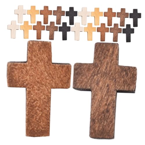 ifundom 100 Stück Teiliges Kleine Holz Kreuze Naturbelassene Holzkreuz Dekoration für Garten und Party Handliche Holzanhänger zum Basteln und Religiösen Schmuck Farben von ifundom