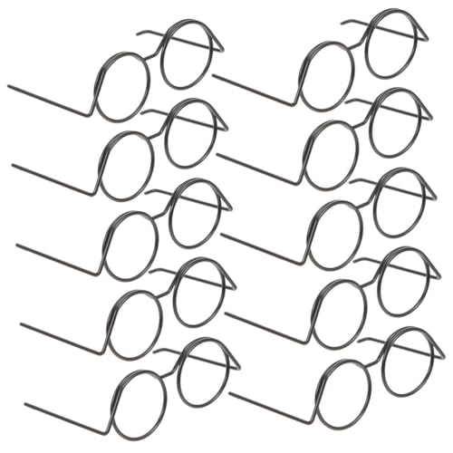 ifundom 10St Puppenbrille ferngläser kinderferngläser Plüsch Brillen für Puppen Miniatur schnapsgläser Sonnenbrille Brillenrequisiten zum Anziehen Minibrille für Puppe Metall Black von ifundom