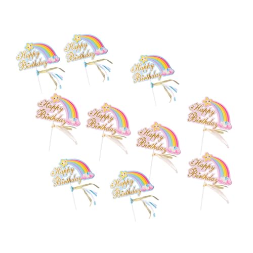 ifundom 10st Geburtstagstorte Einfügen Claud-cupcake-topper Regenbogenkuchen Pick Regenbogenkuchen Kuchen Plug-in Kuchen Picks Papier Weihnachten Nachtisch von ifundom