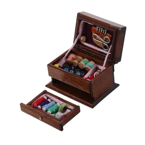 ifundom 12 Miniatur-puppenhaus-nähkiste Vintage-nähkasten Aus Holz Für Sammler ifundom 12 Miniatur-puppenhaus-nähkiste Vintage-nähkasten Aus Holz Für Sammler von ifundom