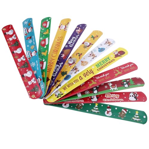 ifundom 12 Stück weihnachtsmotiv weihnachtsarmband xmas decoration weihnachtsassesoires weinachts Ornamente Girlande Party Weihnachtsarmbänder weihnachtliche Schlagarmbänder PVC von ifundom