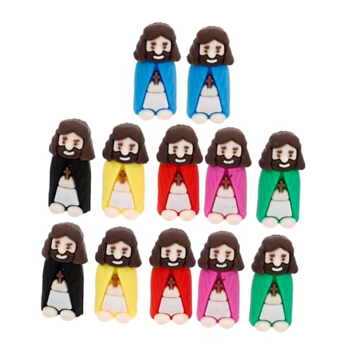ifundom 12-teiliges Mini-jesus-figuren-set Winzige Jesus-puppen Jesus-statuen Aus Gummi für Religiöse Veranstaltungen Osterdekorationen Taufe von ifundom