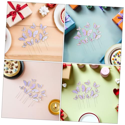 ifundom 160 Stück Teiliges Schmetterling Tortendeko Cupcake Topper mit Gold-violetten Flügeln Vielseitige Hochzeit und Geburtstag Kuchen Dekoration für Mädchen und Frauen Einfach von ifundom