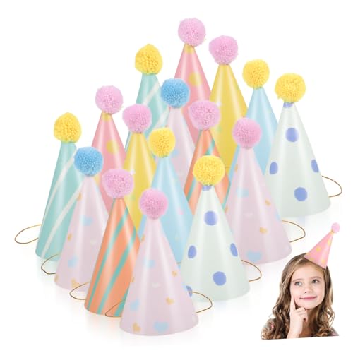 ifundom 16 Stücke Geburtstag Partei Liefert Papier Hüte Pompom Foto Requisiten Kinder Und Erwachsene Decor von ifundom