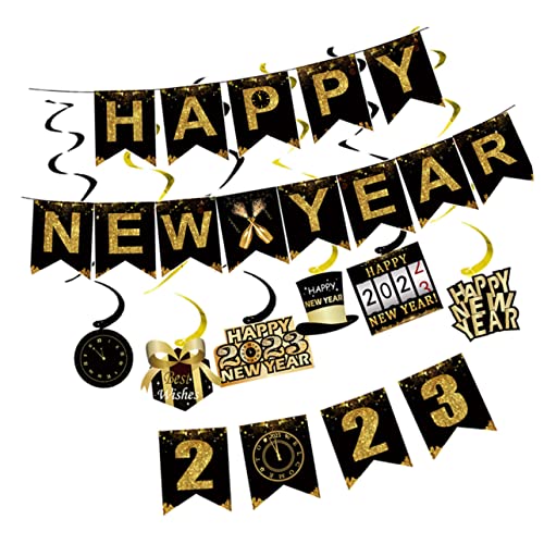 ifundom 2 Sets 2023 Neujahrsbanner Sackleinen Heu Neujahrsdekoration Frohes Neues Jahr Partybedarf Deckenwandbehang Spiralflagge ifundom 2 Sets 2023 Neujahrsbanner Sackleinen Heu Neujahrsdekoration Frohes Neues Jahr Partybedarf Deckenwandbehang Spiralflagge von ifundom