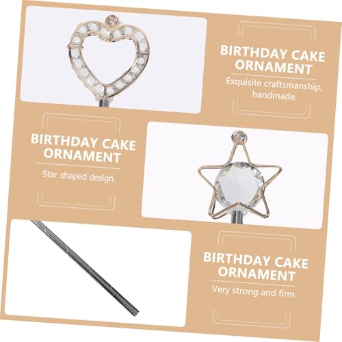 ifundom 2 Stück Kreative Tortendekorationen mit Kristall Herz und Stern Wiederverwendbare Cupcake Picks für Geburtstagskuchen und Festliche Anlässe ifundom 2 Stück Kreative Tortendekorationen mit Kristall Herz und Stern Wiederverwendbare Cupcake Picks für Geburtstagskuchen und Festliche Anlässe von ifundom