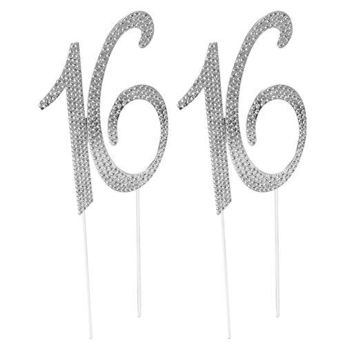 ifundom 2 Stück Teiliges Strass Cake Topper Silber Glänzend mit Kristall Geburtstagstorte Dekoration für Jubiläum Party Frauen Mädchen Geburtstagsfeier von ifundom