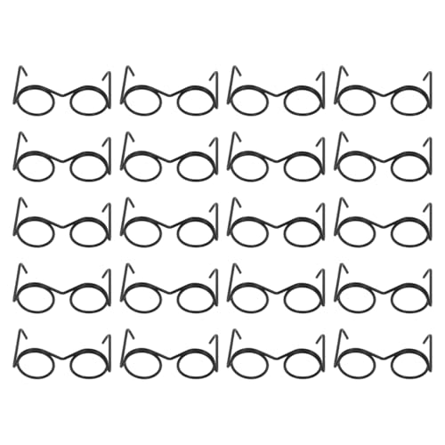 ifundom 20 Stück Mini-Brille aus Metall für Puppen Figur Puppe Dekoration Spielzeug Brille Mini Mädchen Gläser Mini-Brille für Puppen Miniatur Zubehör für Puppen schwarz von ifundom