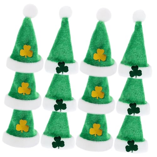 ifundom 20St Mini-Pom-Pom-Mütze St. Patricks Mini-grüner Hut weihnachtsmütze Weihnachtsdekorationen Mini-Plüsch-Zwergmütze Miniatur-Puppenhut Kleidung Requisiten Irland Kleiner Hut Zubehör von ifundom