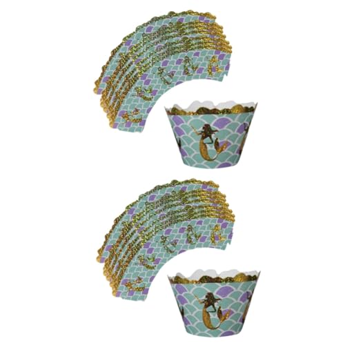ifundom 24 Stk Muffinförmchen Aus Papier Muffin-backförmchen Cupcake-wraps Backen Geschenkpapier Für Meerjungfrauen Meerjungfrau Cupcake-wraps Cupcake-becher Beschichtung Baby Pappbecher von ifundom