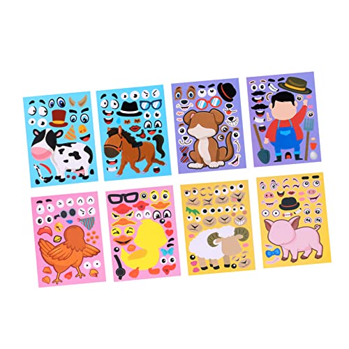 ifundom 24 Stück Teiliges Tiergesichter Aufkleber DIY Gesichtsbasteln Kreative Tier Sticker für Wände Kleidung Schulranzen Desktop Wiederablösbar und Einfach Anzuwenden von ifundom