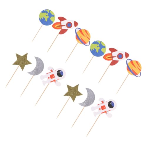 ifundom 24st Kucheneinsatz Astronaut Cupcake Topper Baby-kuchen-dekorationen Astronauten-kuchenaufleger Astronauten-gastgeschenke Cupcake Pickscupcake Zutaten Papier Kind Geburtstagskuchen von ifundom