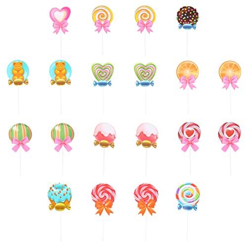 ifundom 24st Lollipop-karte Dessert-obst-picks Bowknot-lollipop-kuchendekor Cupcake-topper-dekoration Cupcake-verzierung Swirl Candy Cupcake Topper Lutscher Sport Requisiten Kind von ifundom