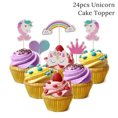 ifundom 24st Tortendeko Einschulung Tierische Cupcake-picks Einhorn-kuchen-picks Tierkuchendekorationen Topper Mit Einhornmotiv Kuchen Topper Tortenaufsatz Mit Tiermotiv Zylinder Obst Kind von ifundom