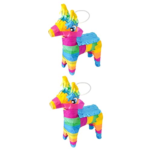 ifundom 2st Piñata Esel-pinata-dekor Miniaturdekoration Partyzubehör Für Kinder Mexiko Dekorationen Spielset Für Kinder Pferdepinata Ostern Pi? Papier Braut Geburtstag Liefert Regenbogen von ifundom