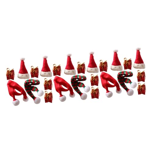 ifundom 3 Sätze Mini-weihnachtsmütze Puppenhaus-weihnachtszubehör Weihnachten Mini-schal Puppenhaus Weihnachtsschmuck Santa Weinflaschenabdeckung Puppenhüte Schal Mütze Plüsch Tragbar Kind von ifundom