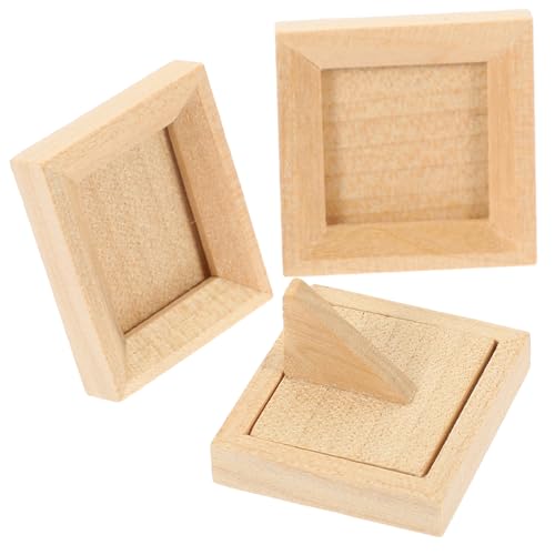 ifundom 3 Stück Miniatur Bilderrahmen Teilig aus Naturbelassenem Holz DIY Puppenhaus Dekoration Handgefertigte Micro Landschafts Requisiten Kleine Foto Rahmen für Miniaturhaus Zubehör von ifundom