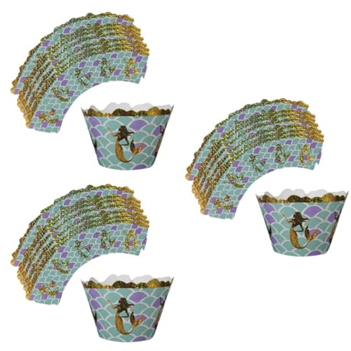 ifundom 36 Stk Kuchenverpackung Für Die Babyparty Meerjungfrau Cupcake-wraps Geschenkpapier Für Meerjungfrauen Muffinförmchen Aus Papier Dessertschalen Aus Papier Randbereich Weihnachten von ifundom