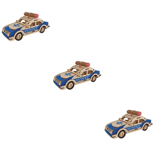 ifundom 3St 3D-Rätsel Kinder holzspielzeug holzbausatz Puzzles aus Holz Kinderpuzzle Spielzeuge Spielset aus Holz pädagogische Rätsel Holzpuzzles Spielzeug schneiden Polizeiauto von ifundom