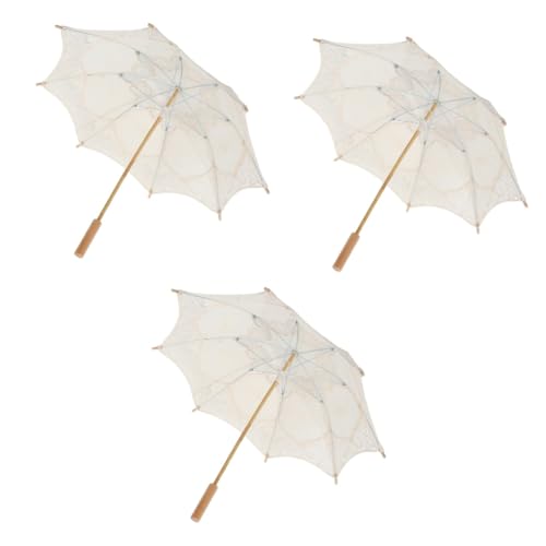ifundom 3St Regenschirm Spitze großer Regenschirm Big Umbrella Regenschirm für Kinder Hochzeitsdekoration Braut-Accessoire Regenschirm-Stütze Jahrgang Bastelschirm Ornamente Requisiten von ifundom