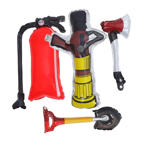ifundom 4 Stück Dekorationen Für Die Feuerparty Hydrant Flamme Jumbo Groß Aufblasbar Feuerlöscher Feuerwehrmann Geburtstag Luftballons Ballondekorationen Für Feuerwehrpartys Aluminiumfolie von ifundom