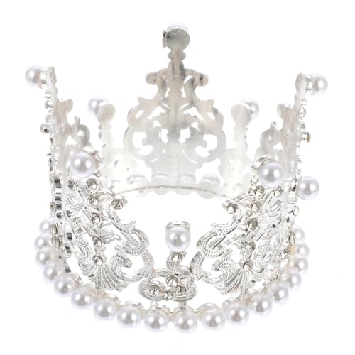 ifundom 4 Stück Krone Dekoration Ornament Backen Krone Stütze Kinderkronen Kuchen -topper Backen Topper Krone Tortenaufsatz Kuchen Liefert Silver Künstliche Perle von ifundom