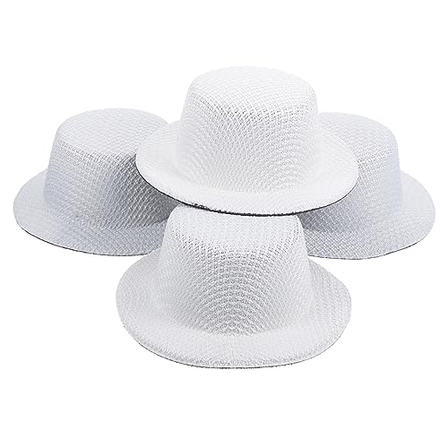 ifundom 4 Stück Mini-Hut Frauen Hut Puppenhüte Kleiner Hut Neonhut Mini-cowboyhut Realistische Babypuppe Kostüm Hasenmütze Zubehör Für Babypuppen Kindermütze Mini-hüte Weiß Stoff von ifundom