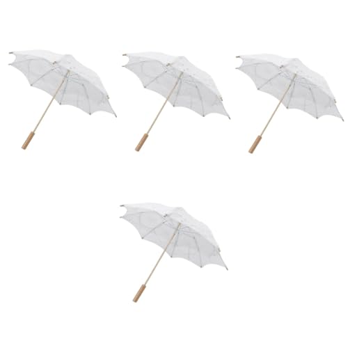 ifundom 4 Stück Regenschirm Spitze Hochzeitsdekoration Dekorativer Regenschirm Spitzenschirme Für Teeparty Regenschirm Für Mädchen Vintage Regenschirm Anmut Hölzern Kind Weiß Schleier von ifundom