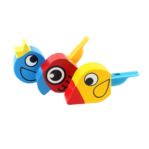 ifundom Cartoon-Pfeife-Spielzeug 4 Stück Spielzeug Pfeife Flöte Musikinstrument Hölzern Puzzle Vogelgezwitscher Kleinkind Kinder Pfeifen von ifundom