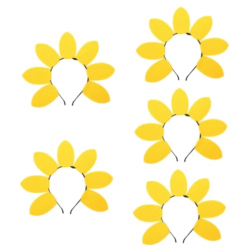 ifundom 5st Sonnenblumen-stirnband Boho-stirnband Sonnenblumen Kopfschmuck Für Kinder Sonnenblumenkrone Stylischer Haarreif Halo-haar-accessoires Boho-haargummis Frau Vlies Cosplay Zubehör von ifundom