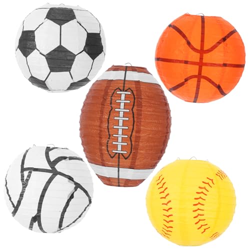 ifundom Einzigartiges Sport-papierlaternen-set Mit Basketball Fußball Fußball- Für Partys Dekorative Geburtstagsdekorationen 5 Stück von ifundom