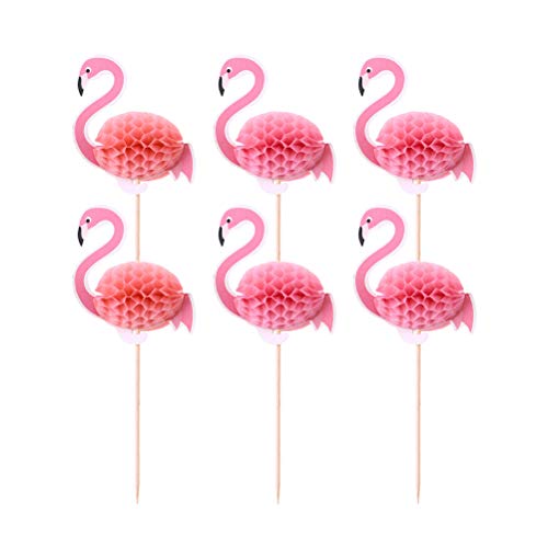 50 Stück 3d-flamingo-kuchendekor Zylinder Hawaii-party-kuchen-topper Topper Aus Flamingopapier 3d-flamingo-kuchen-picks 3d-flamingo-kuchendeckel Bambus Plugin Esstisch von ifundom