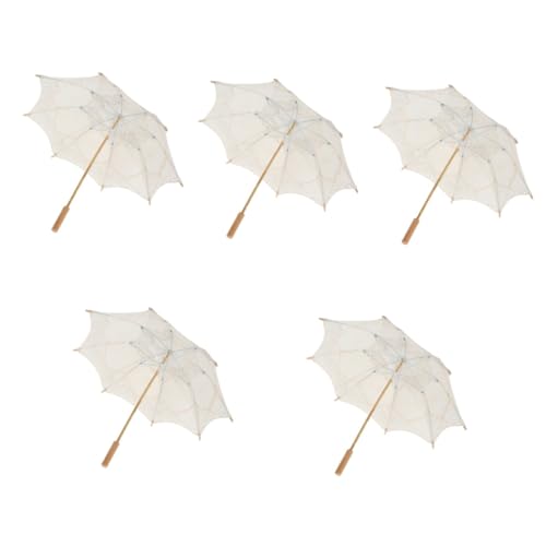 ifundom 5St Regenschirm Spitze großer Regenschirm Big Umbrella Regenschirm für Kinder Hochzeitsdekoration Spitzenschirm Regenschirm-Stütze Anmut schmücken Braut Regenschirm Ornamente von ifundom