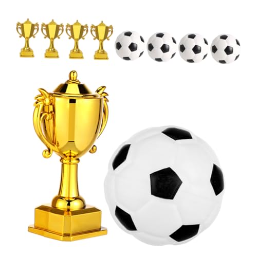 ifundom 5er-set Fußball-kuchenaufsätze: Mini-gold-fußballtrophäen- -dekorationen – -fußball-partyaufsätze, Kleine Preisbecher Für Kindergeburtstage Mit Sportthema von ifundom