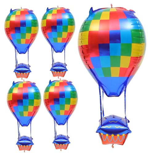 ifundom 5st Heißluftballon Dekoration Jubiläumsballon Regenbogen-heliumballon Heißluftballondekorationen Regenbogen-heißluftballon Bunt Heiß Aluminiumfolie Weihnachten Partybedarf Braut von ifundom