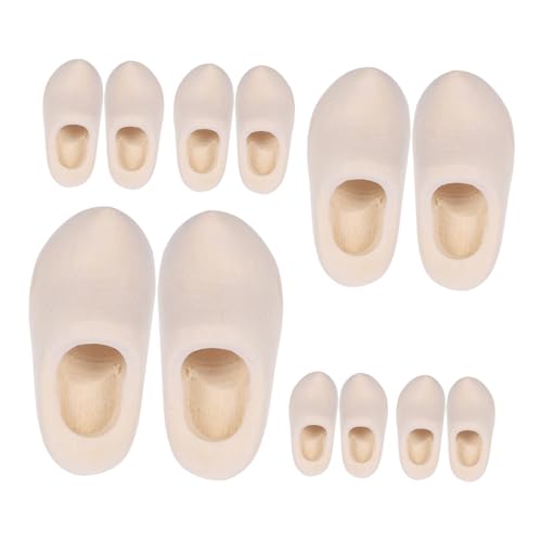 ifundom 6 Paare Mini Holzschuhe Unlackierte Miniatur Niederländische Holzclogs Blanko Holz Puppenschuhe für DIY Basteln Bemalen Puppenhaus Dekoration und Schlüsselanhänger von ifundom