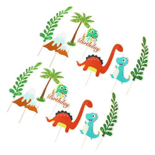 ifundom 6 Sätze à 42 Stück Kucheneinsatz Dinosaurier-cupcake-picks Dinosaurier-kuchendeckel Dinosaurier-dessert-topper Cartoon-tier-kuchendeckel Kind Geburtstagskuchen Partybedarf Papier von ifundom