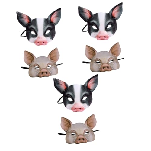 ifundom 6 Stk Maskerade-maske Schweinemaske Mit Halbem Gesicht Daruma-puppe Rot Partymaske Halloween-maske Gesichtsmaske Halloween Gruseliges Tier Kleidung von ifundom