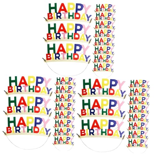ifundom 60 Stk Geburtstagshut Papierkronen Regenbogen-geburtstags-stirnband Partyhüte Für Erwachsene Geburtstag Papierhüte Geburtstagsstift Farbige Haargummis Geburtstagskrone Kuchen Kind von ifundom