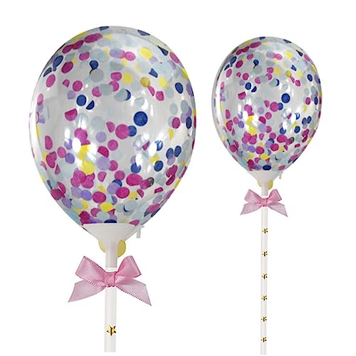 ifundom 8 5 Konfetti Ballon-Cupcake-Topper Tortenballons Topper blaue Luftballons Kuchen Topper dekorative Partyballons dekorative Luftballons Rose Zylinder einstellen schmücken von ifundom
