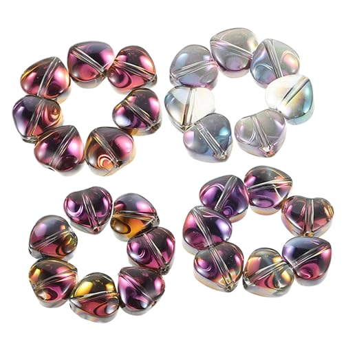 ifundom 80 Stück Herzförmige Glasperlen für DIY Schmuck Farbverlauf Kristallperlen für Armbänder und für Valentinstag und Kreative Bastelprojekte von ifundom