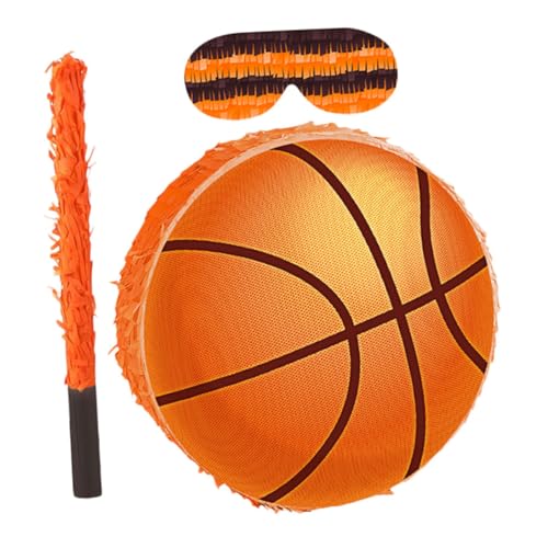 ifundom Basketball Pinata aus Stabilem Karton mit und Augenbinde Interaktives Partyspiel für Vielseitig für Sport-mottopartys Geburtstagsfeiern und Dekoration Einfach Aufzuhängen Robust von ifundom