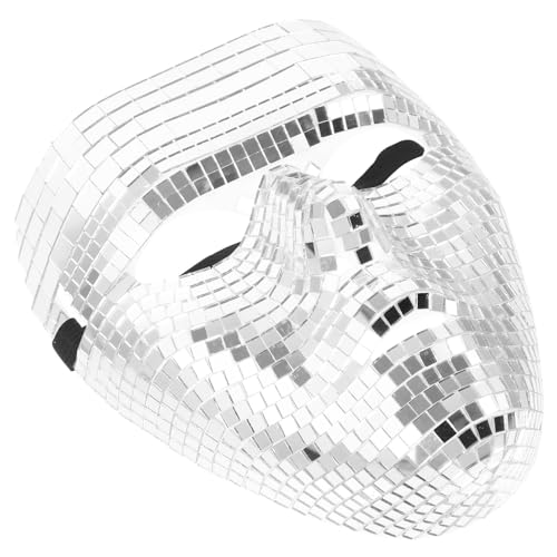 ifundom Disco-Kugel-Glitzer-Maske Spiegelglas Maskerade-Maske Unisex Retro-Maskerade-Maske Gesichtsmaske Venezianische Maske Für Kostüm Silber von ifundom