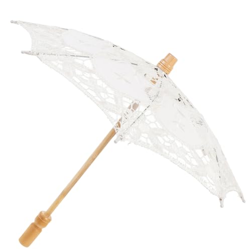 ifundom Fotografie Requisiten Bestickter Sonnenschirm Mädchen-Regenschirm Brautschirm Regenschirm Aus Den 1920er Jahren Braut-spitzenschirm Tanzende Jahrgang Kind Braut Regenschirm Hölzern von ifundom