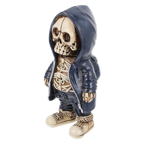 ifundom Halloween Resin Skull Figurine Gruselige Skelett Statue Für Tischdekoration Für Halloween-Partys Und Wohnräume Langlebige Harzskulptur von ifundom