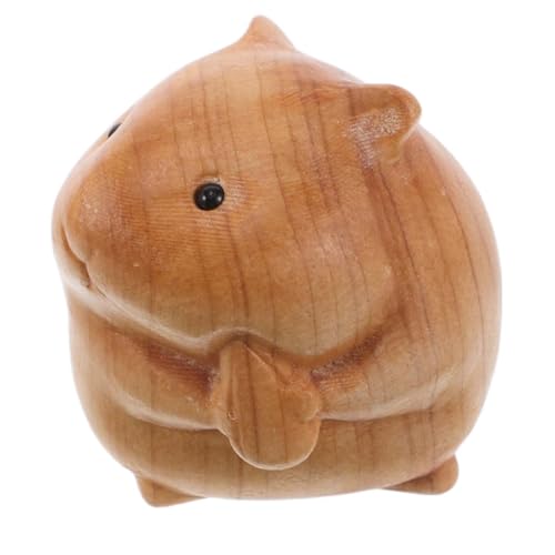ifundom Handgeschnitzte Hölzerne Hamsterfigur Tierskulptur Für Tischdekoration Holztierhandwerk Holzschnitzerei Hamsterstatue von ifundom