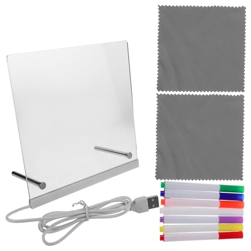 ifundom LED Leuchtendes Transparentes Trockenlösch-board mit Bunten Stiften Wiederbeschreibbares Kunststoff-zeichenbrett für Tragbares DIY Schreibbrett für Schule und Zuhause von ifundom