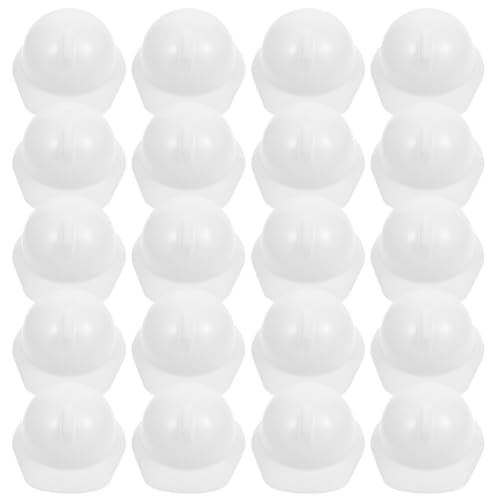 ifundom Mini-BAU-Hut Aus Kunststoff Mini-BAU-Party-Spielzeug 20 Stück Puppenhüte Aus Kunststoff Miniatur-Flaschenaufsatz Hüte Für Party-Zubehör Spielzeug Puppen-Verkleidungszubehör Weiß von ifundom