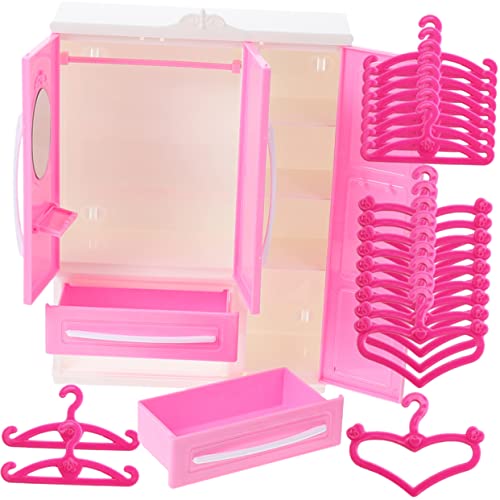 ifundom Miniatur Puppe Kleidung Lagerung Organizer Schrank Kleiderschrank Mit Kleiderbügel Für Mädchen Spielzeug von ifundom